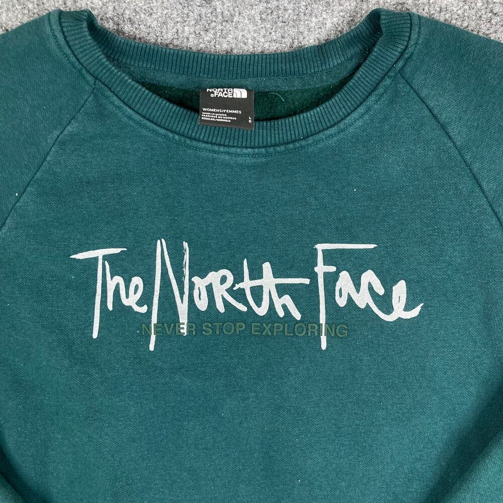 The North Face Sweatshirt Womens Size L Green Logo Crewneck Casual